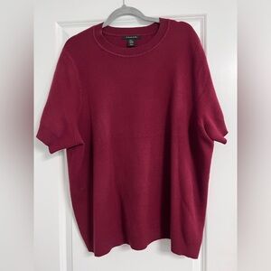 Tahari Crewneck Short-Sleeve Sweater in Wine